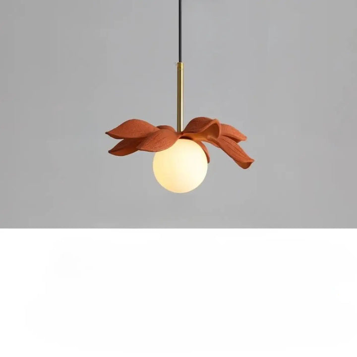 Suspension luminaire kalyx en céramique terracotta chaude avec globe en verre dépoli pour un éclairage décoratif