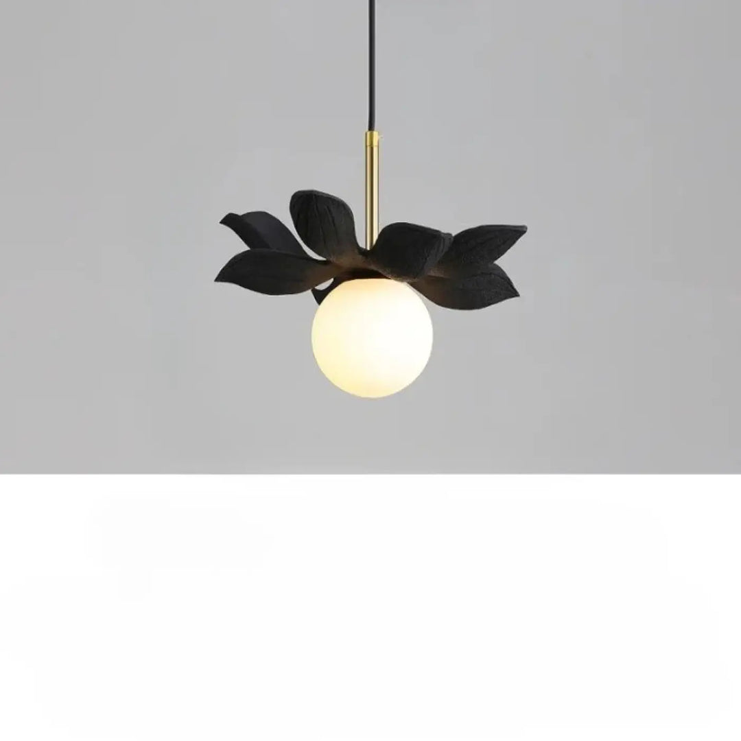 Suspension luminaire kalyx en forme de lotus noir avec globe en verre dépoli pour éclairage décoratif
