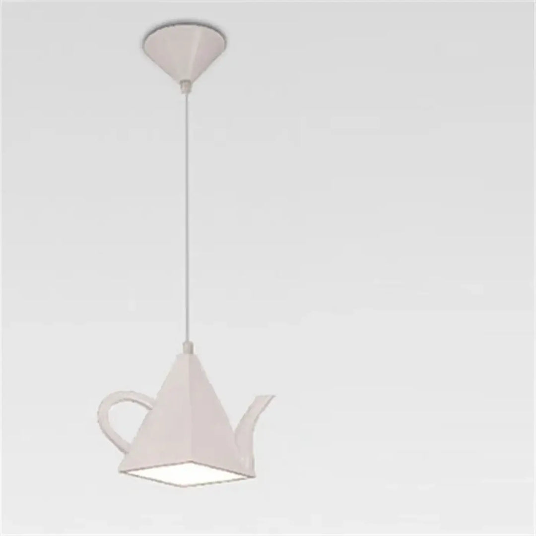 Suspension luminaire aroma en forme de théière géométrique blanche avec design minimaliste et touche d originalité