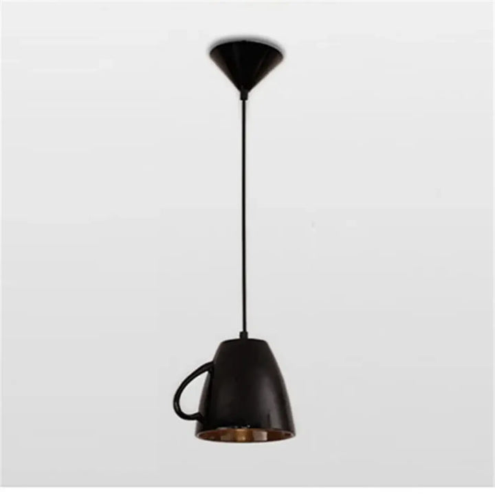 Suspension luminaire aroma en forme de tasse en céramique noire mate avec intérieur en cuivre pour une touche d originalité