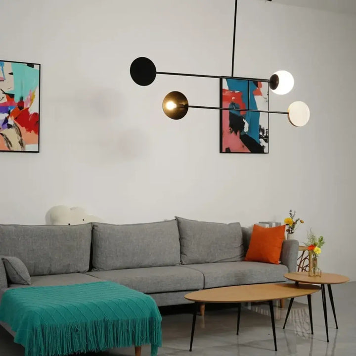 Suspension luminaire axis en design minimaliste sphérique noir et or pour éclairage moderne intérieur élégant