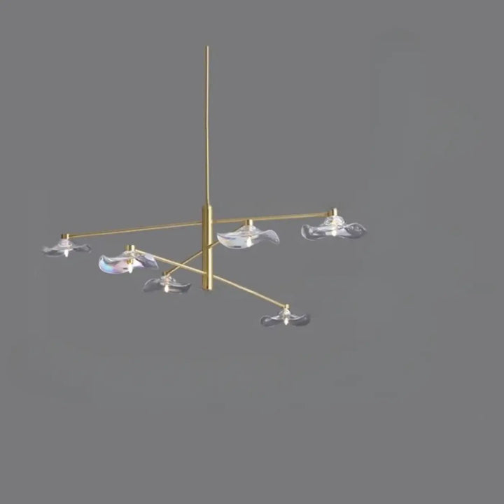 Suspension luminaire vetros en laiton avec abat-jours en verre irisé clair design moderne et élégant