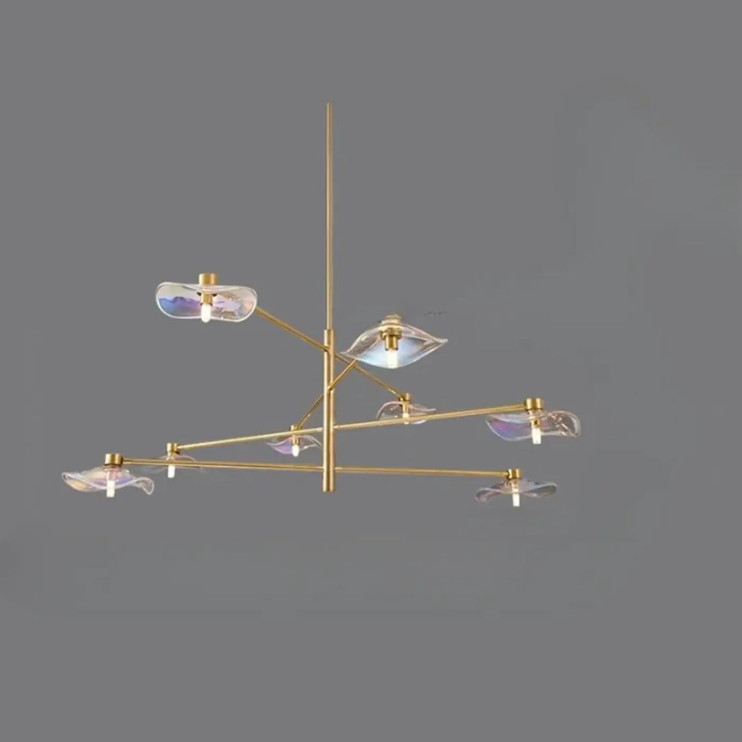 Suspension luminaire vetros en laiton moderne avec abat-jours en verre irisé design inspirée contemporaine