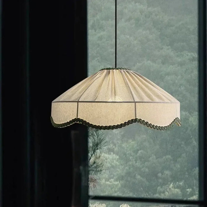 Suspension luminaire design japonais en tissu blanc style zen