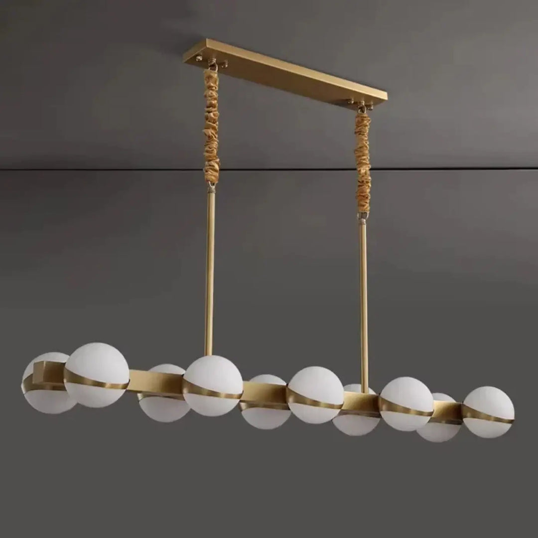 Luminaire suspendu design linéaire doré et corde style moderne