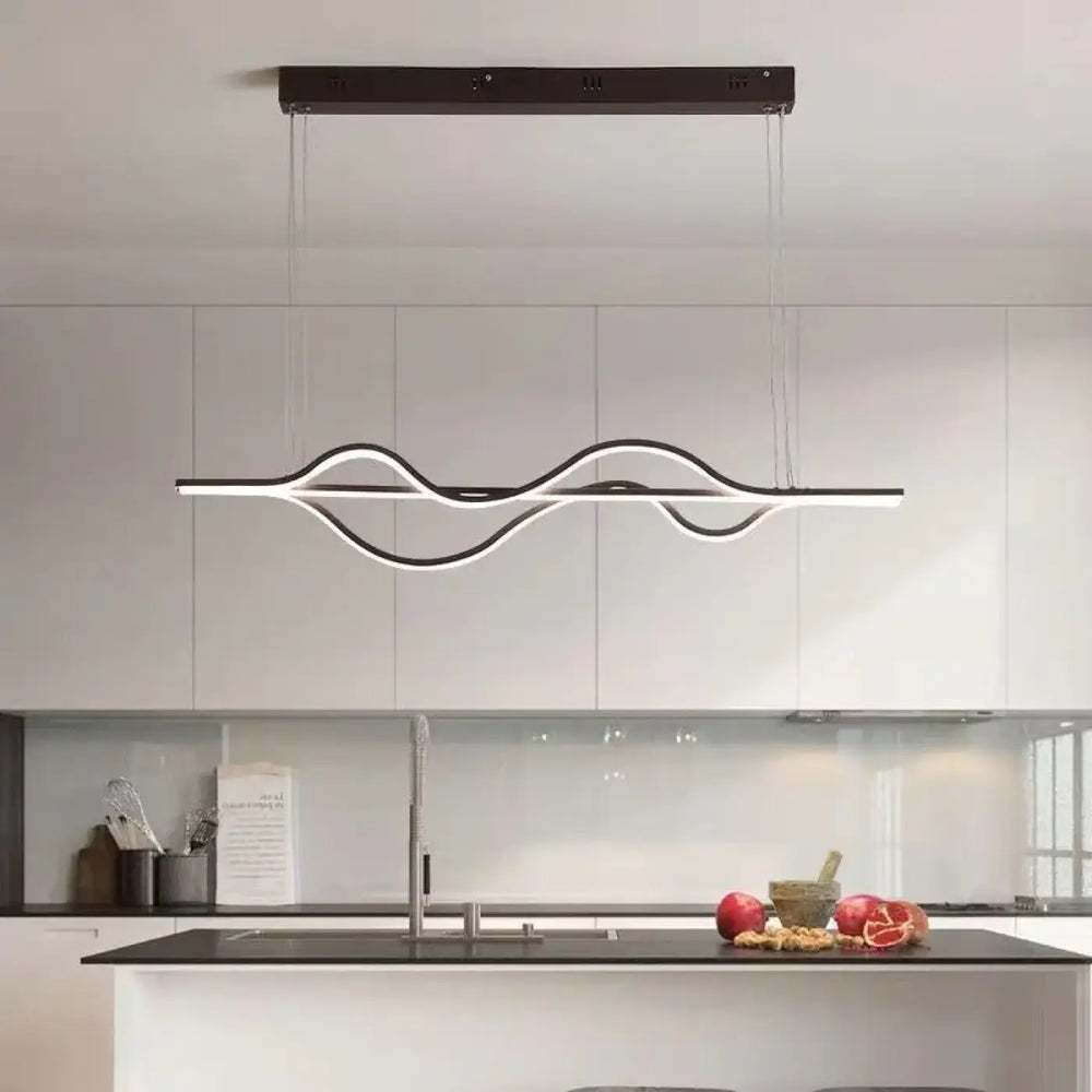 Suspension luminaire paloma en led noir et blanc au design ondulé moderne pour salle à manger et cuisine îlot