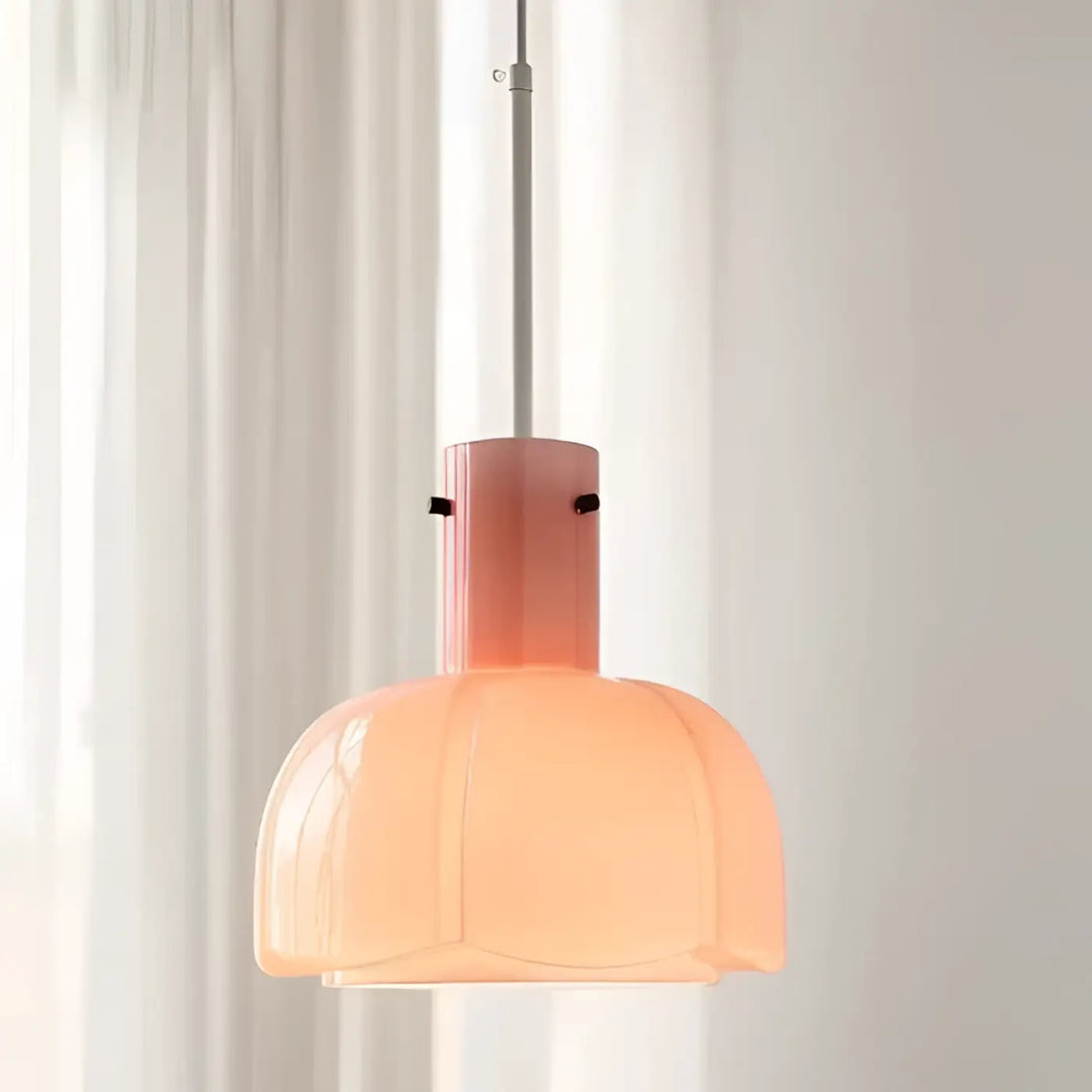 Suspension luminaire miela en verre segmenté pêche avec tige métallique élégante pour un design luminaire moderne