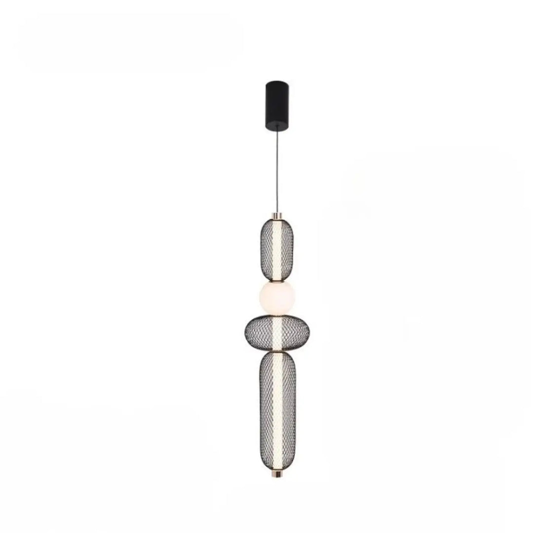 Suspension luminaire bako lampe suspendue moderne en métal noir et argent mesh design cylindrique élégant