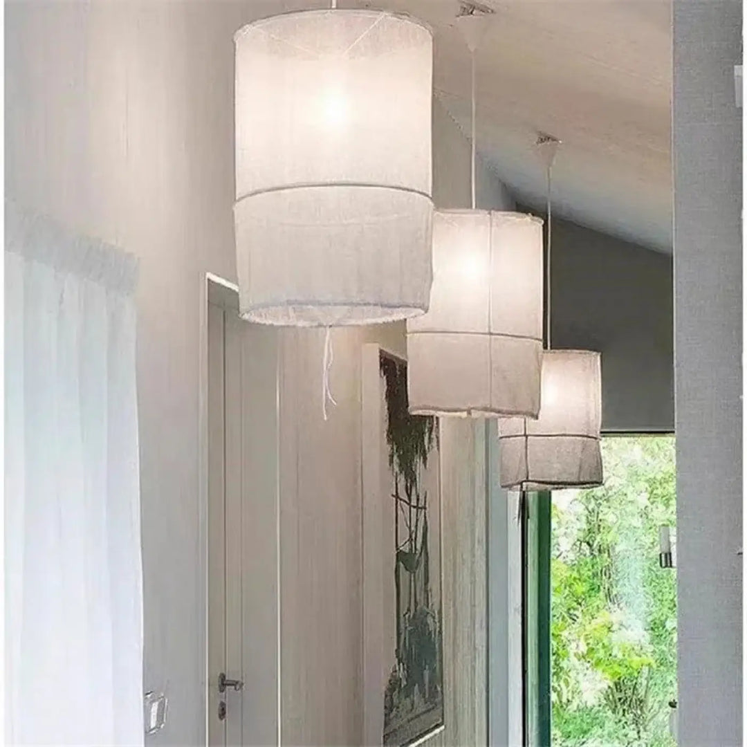 Suspension luminaire au design minimaliste en tissu blanc chic