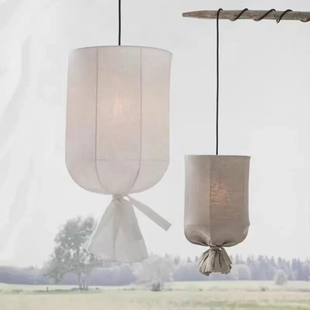 Suspension luminaire au design minimaliste en tissu blanc chic