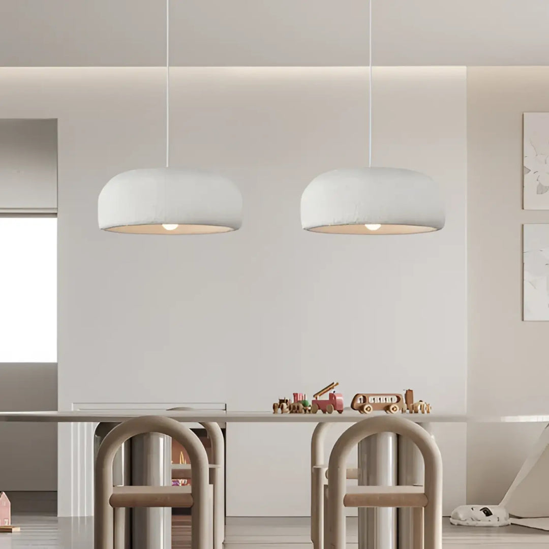 Suspension luminaire design moderne gris béton pour salon