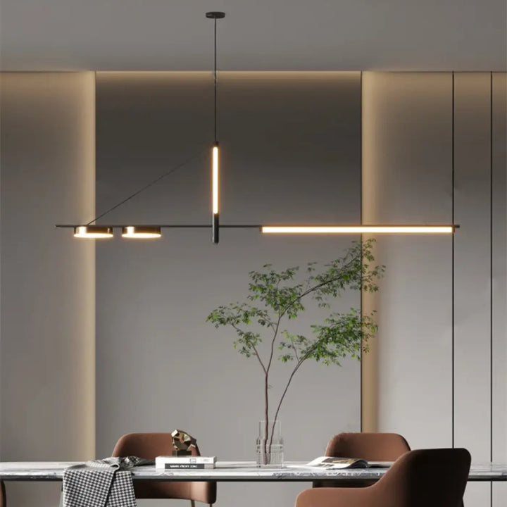 Suspension luminaire design moderne ligne minimaliste noir