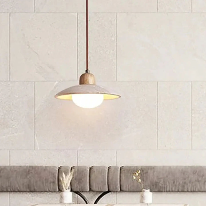 Suspension luminaire design moderne et nordique en pierre et bois