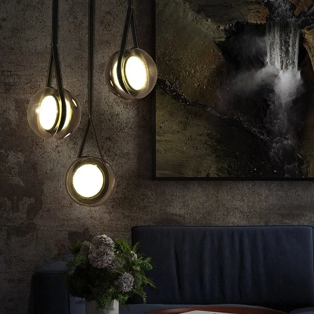 Suspension luminaire design moderne rond en métal anthracite