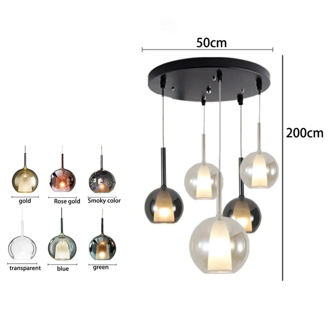 Suspension luminaire design moderne en verre et métal