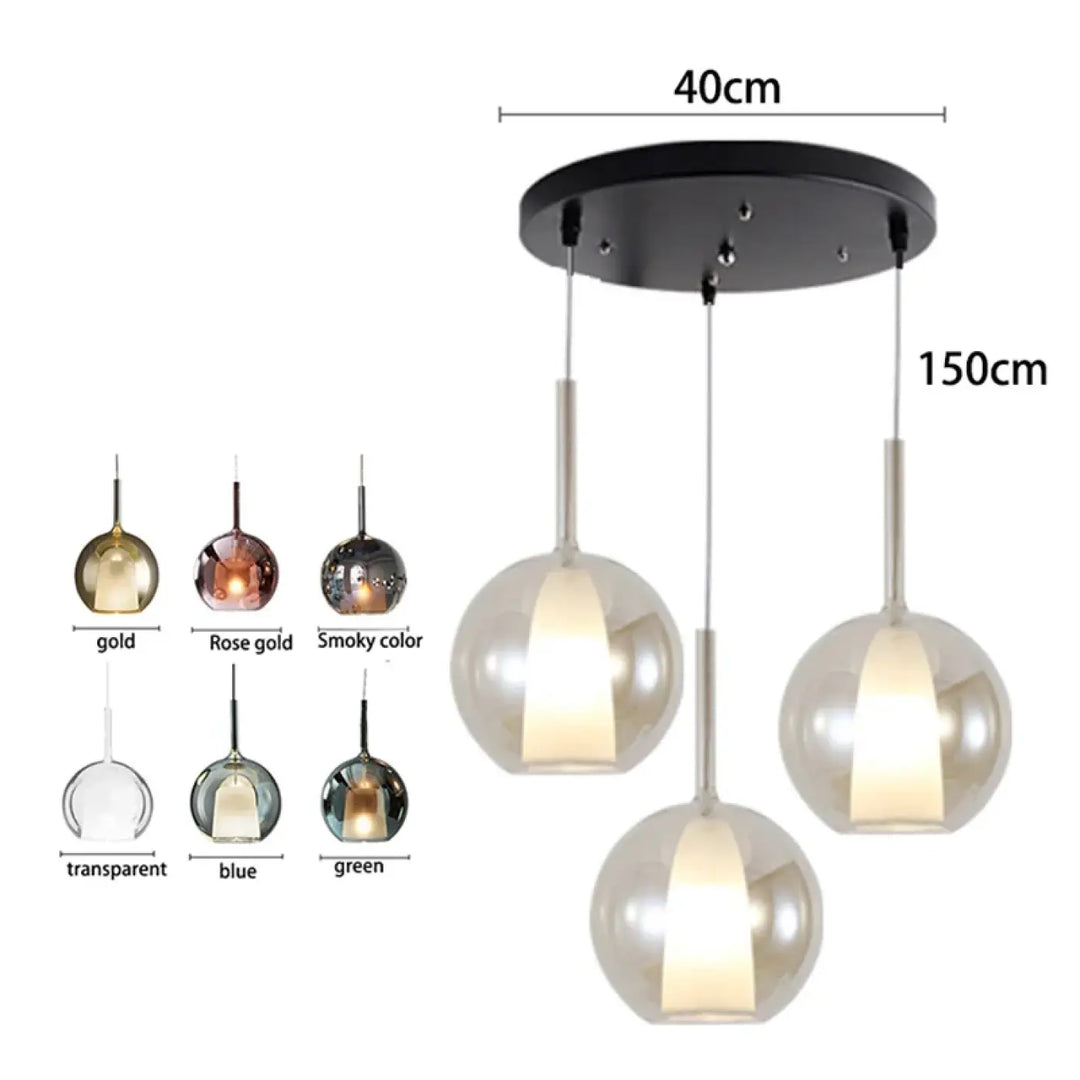 Suspension luminaire design moderne en verre et métal