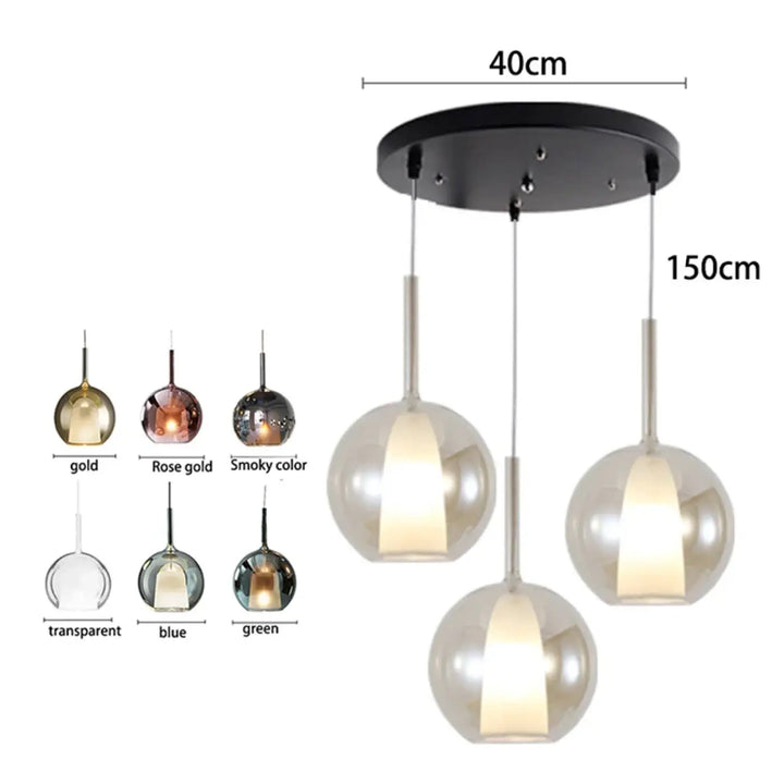 Suspension luminaire design moderne en verre et métal