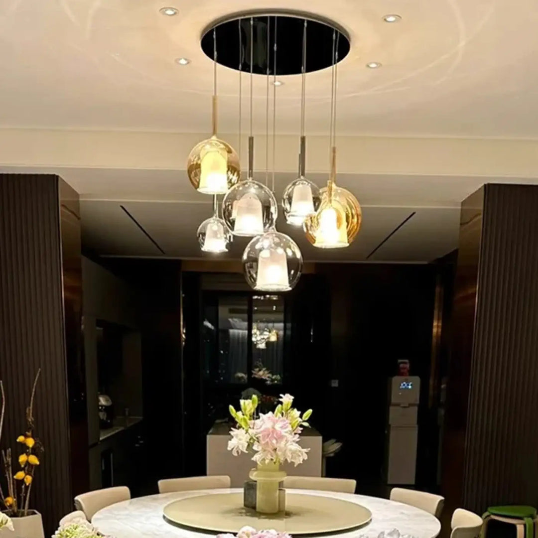 Suspension luminaire design moderne en verre et métal