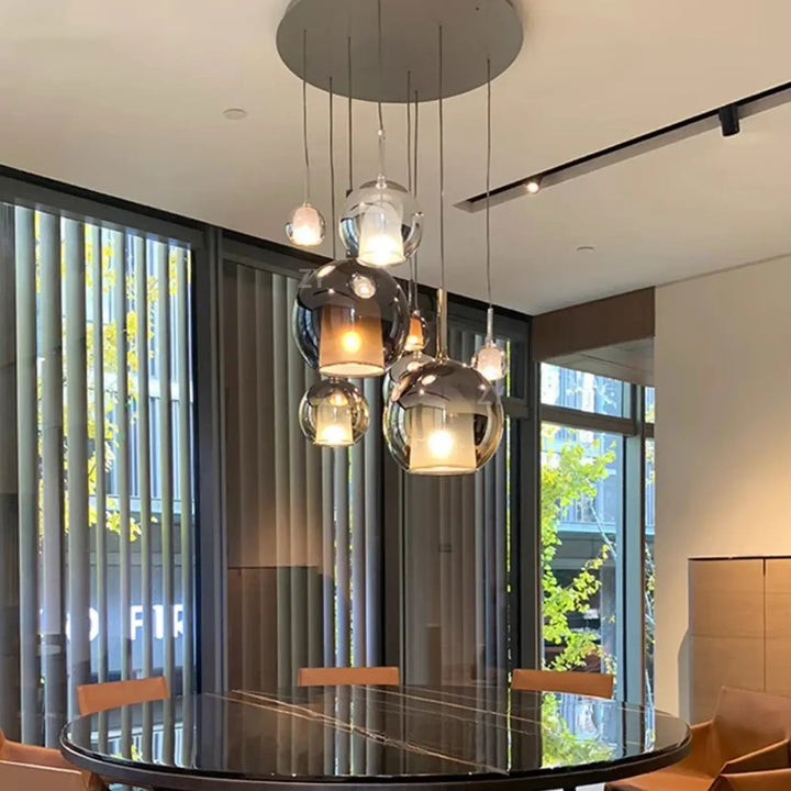 Suspension luminaire design moderne en verre et métal