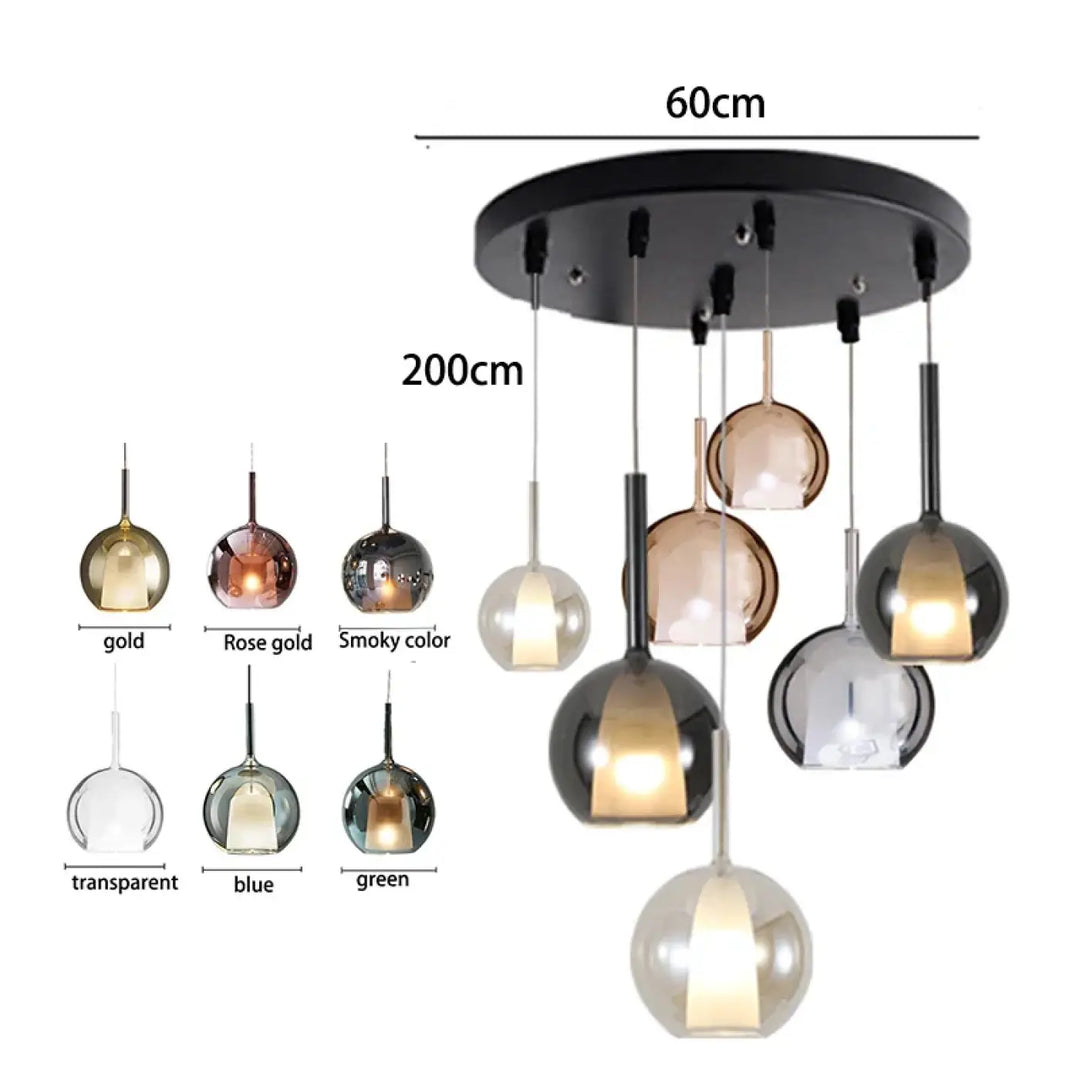 Suspension luminaire design moderne en verre et métal