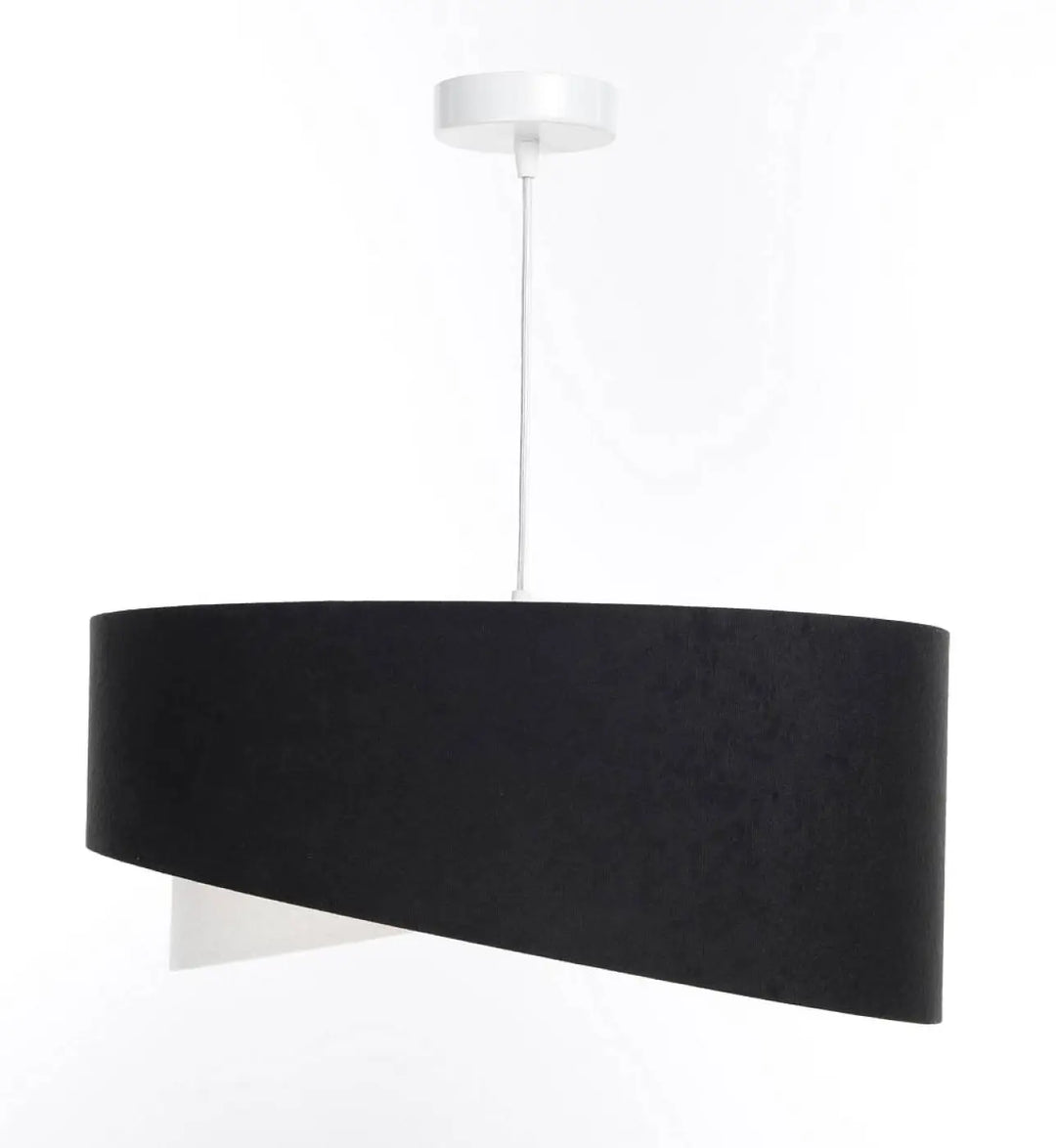Suspension luminaire galaxy auric noir avec finition mate cylindrique et support de plafond blanc aux reflets dorés