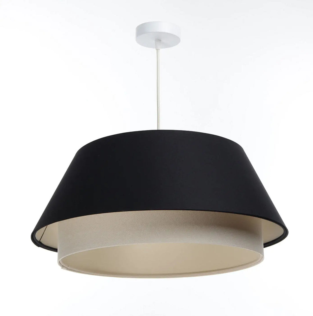 Suspension luminaire sensei noir à deux niveaux noir et crème avec un design luminaire design noir moderne et épuré