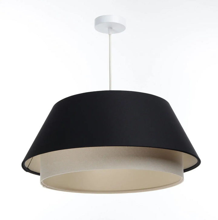 Suspension luminaire sensei noir à deux niveaux noir et crème avec un design luminaire design noir moderne et épuré
