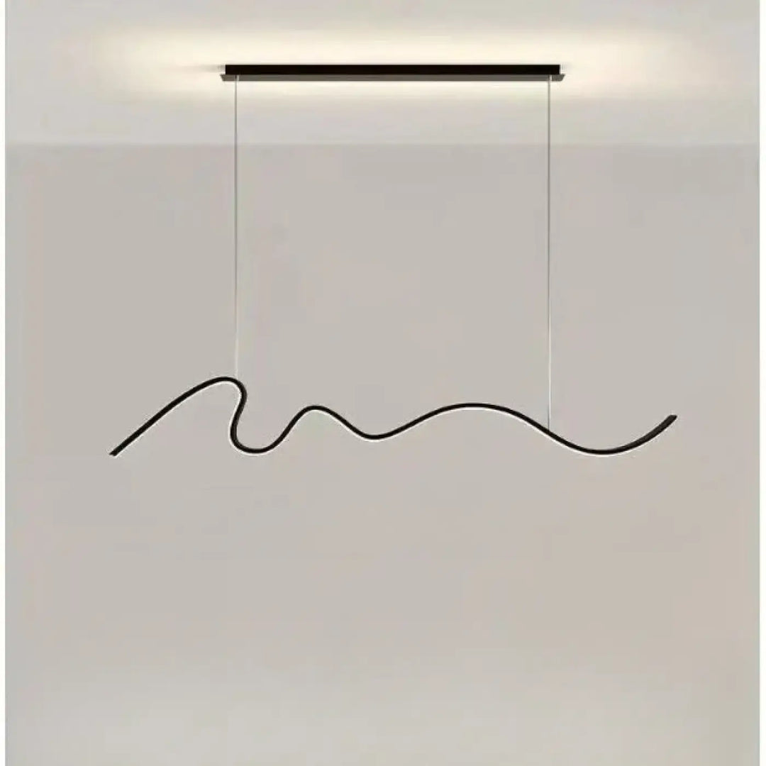 Suspension luminaire olaka noir avec design ondulé moderne en led suspendu au plafond pour éclairage intérieur