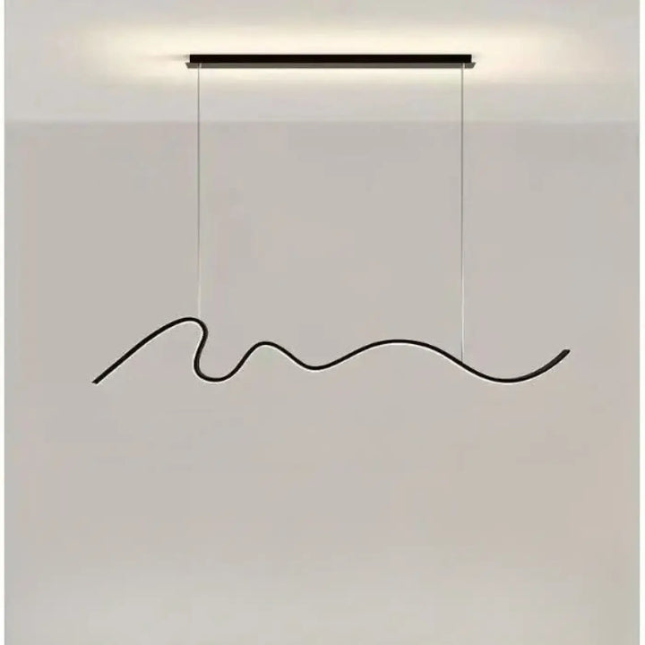 Suspension luminaire olaka noir avec design ondulé moderne en led suspendu au plafond pour éclairage intérieur