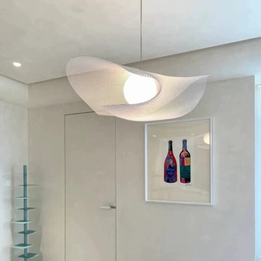 Suspension Luminaire Design Organique En Maille Blanche 