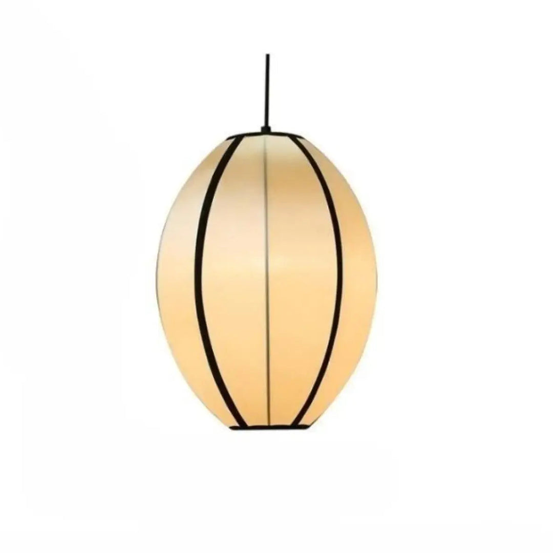 Suspension luminaire veluma avec lampe pendentif ovale teinte chaude à nervures noires verticales