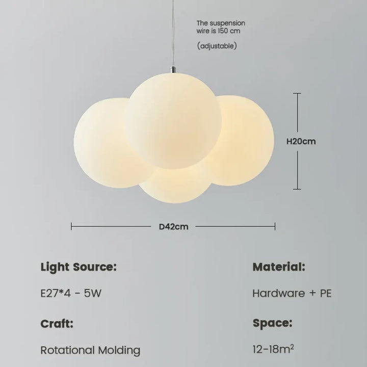 Suspension luminaire design en pe blanc et métal