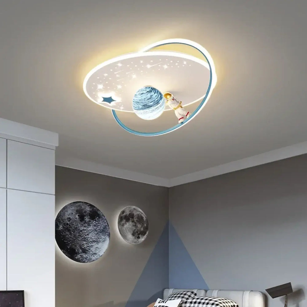 Suspension luminaire design planète et anneaux led moderne
