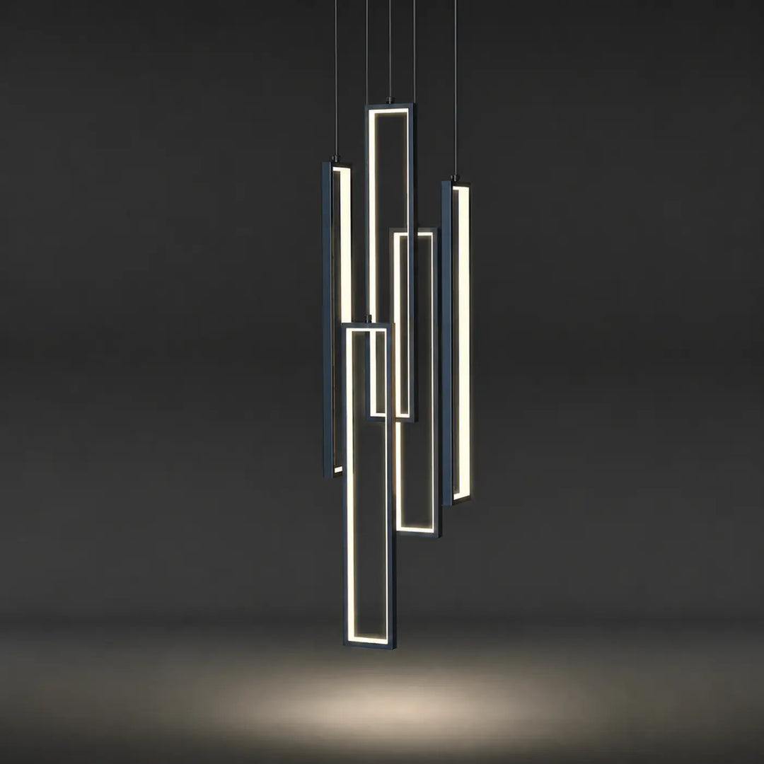 Suspension luminaire vertix avec structure géométrique noire et source lumineuse led blanc froid ou blanc chaud