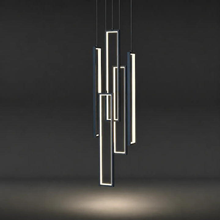 Suspension luminaire vertix avec structure géométrique noire et source lumineuse led blanc froid ou blanc chaud