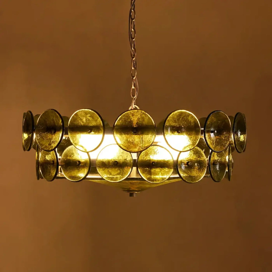 Suspension design rétro en disques de verre vintage