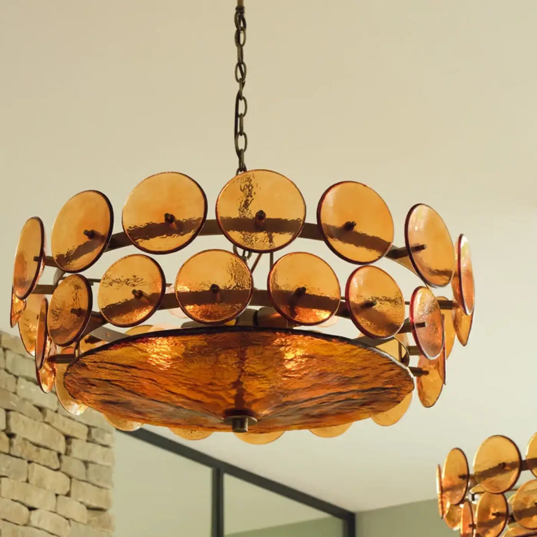 Suspension design rétro en disques de verre vintage