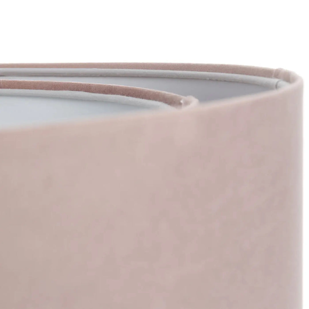 Suspension luminaire duo jasmin avec abat-jour velours élégant rose poudré et texture subtile cousue avec soin