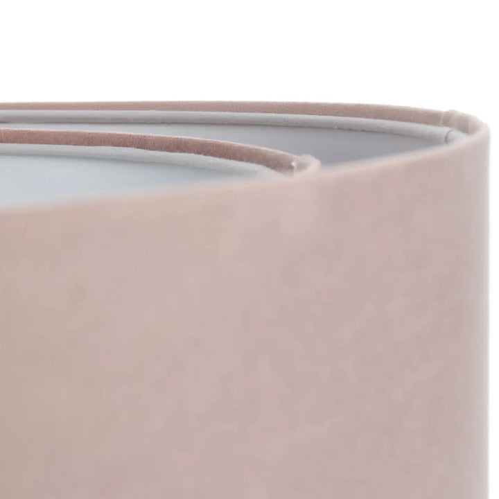 Suspension luminaire duo jasmin avec abat-jour velours élégant rose poudré et texture subtile cousue avec soin