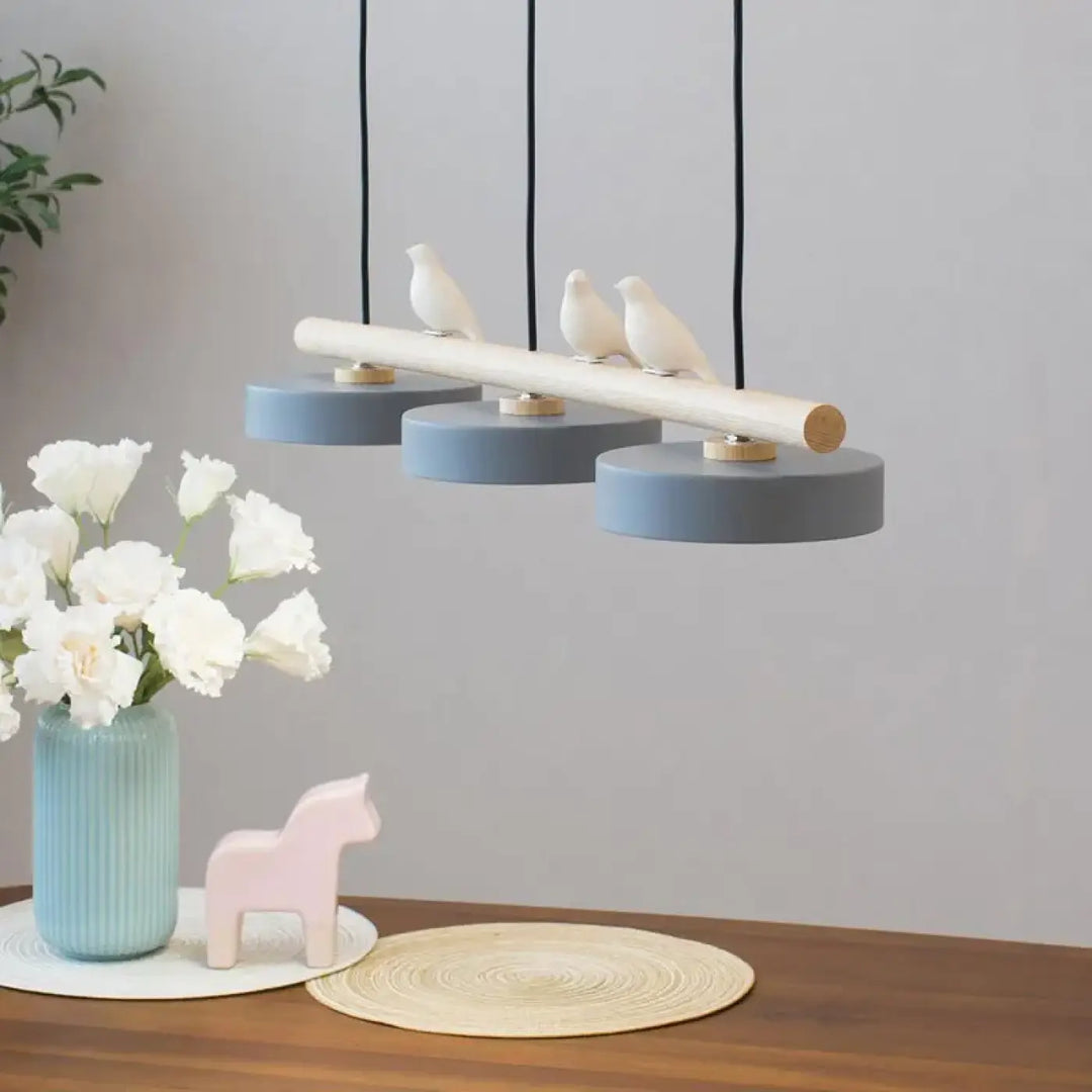 Suspension design scandinave avec oiseaux bois coloré