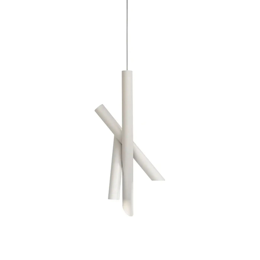 Suspension luminaire konoto blanc minimaliste avec tubes croisés en forme cylindrique pour éclairage intérieur design
