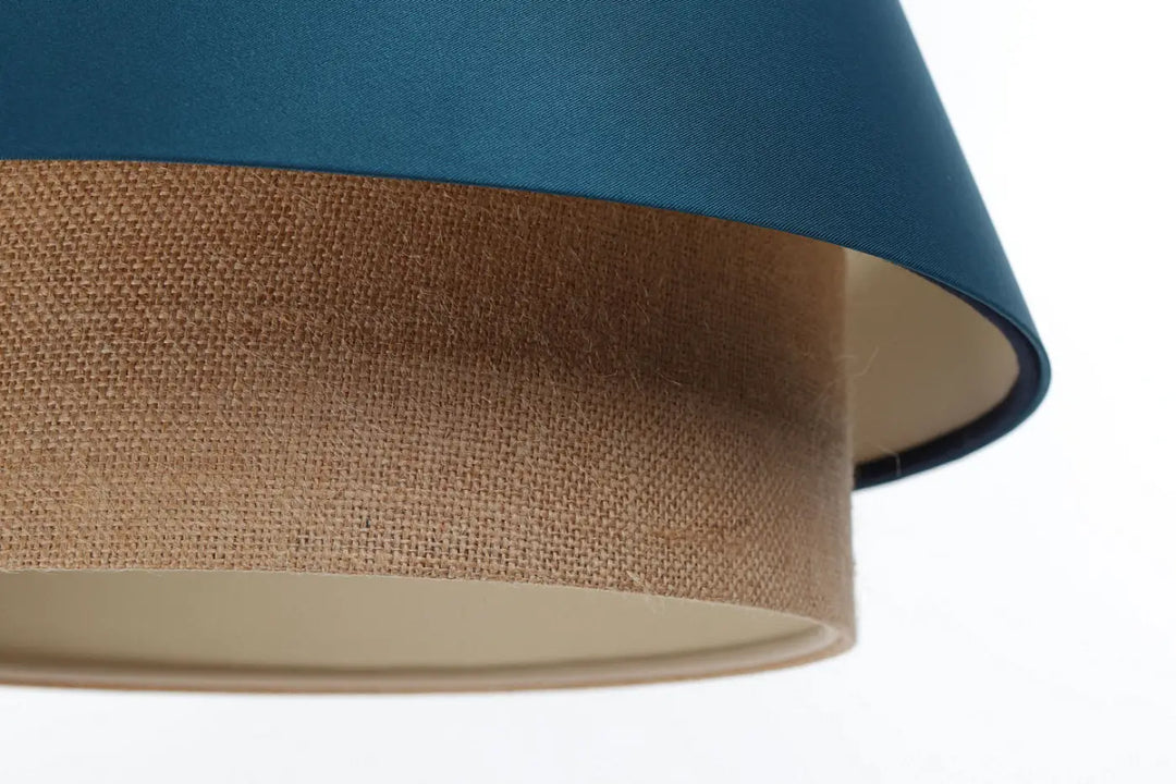 Suspension luminaire sensei avec abat-jour bicolore turquoise et beige en tissu texturé design suspension luminaire turquoise