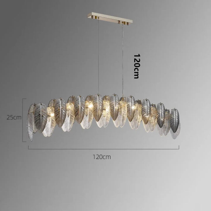 Suspension design en verre effet feuillage doré argent