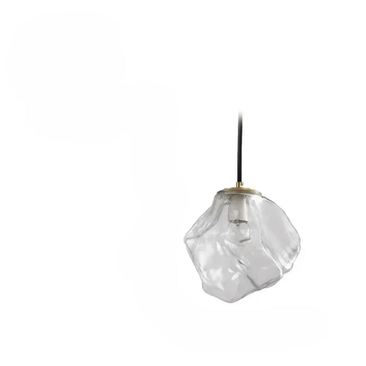 Suspension luminaire molty en verre façonné avec finition laiton et cordon noir pour un design élégant