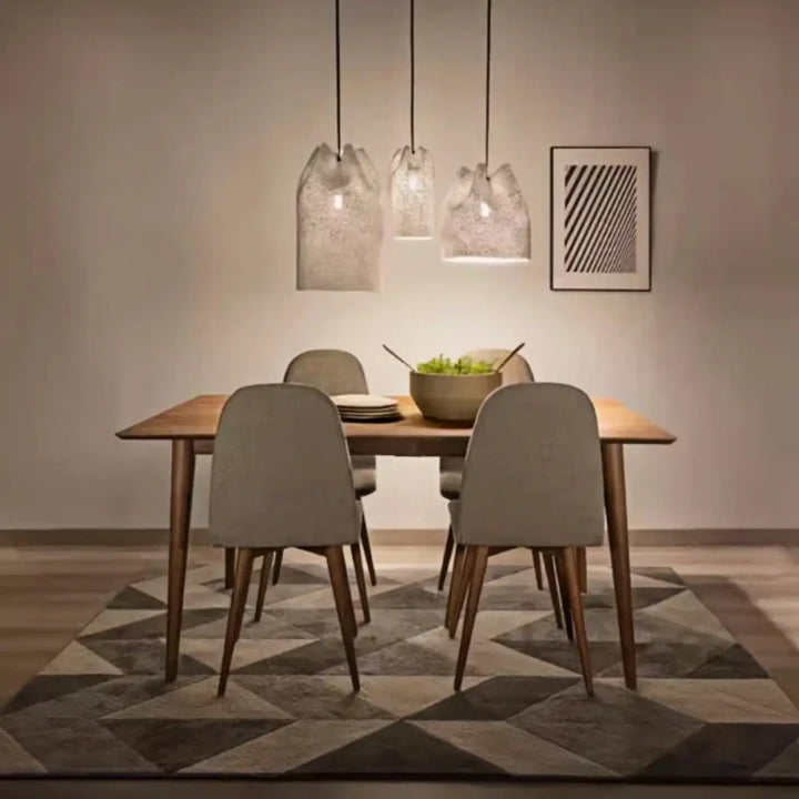 Suspension luminaire design en verre givré blanc élégant
