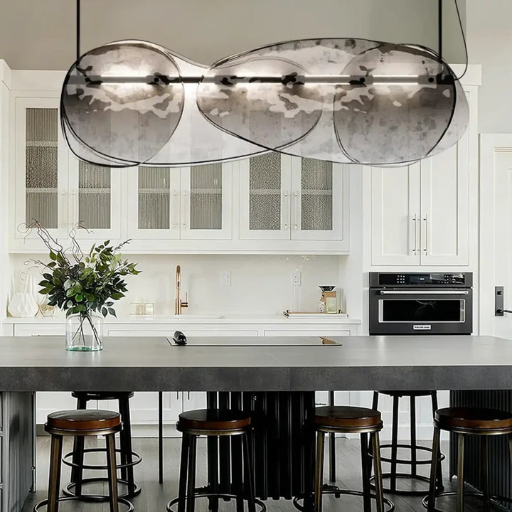 Suspension design verre et métal style unique gris chic