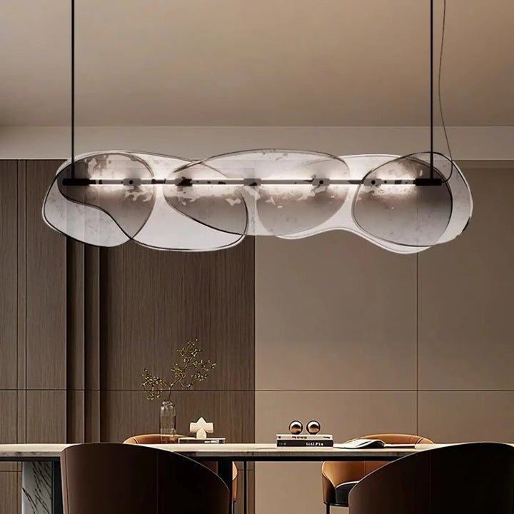 Suspension design verre et métal style unique gris chic