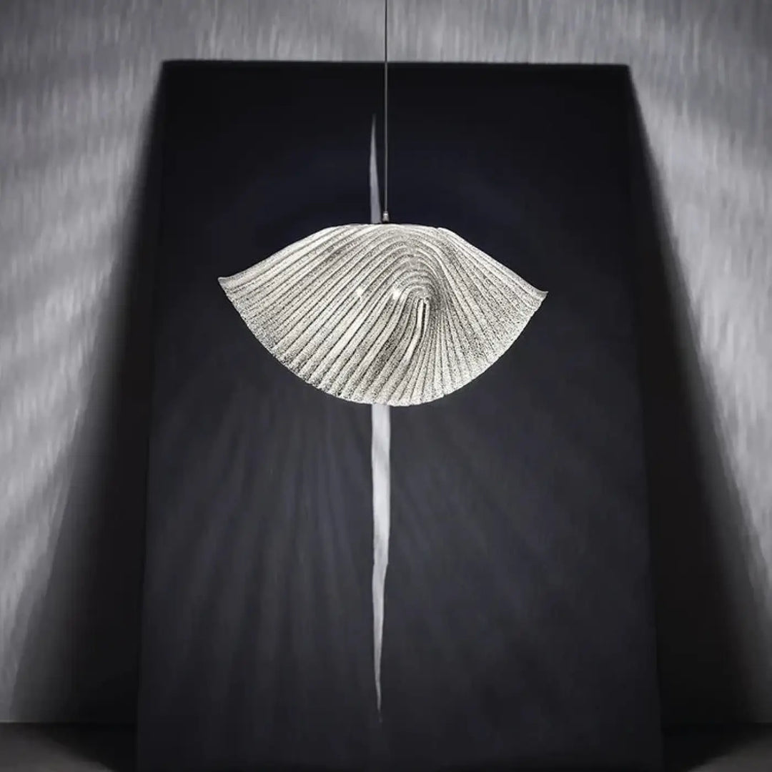 Suspension luminaire design en verre ondulé moderne style nacré