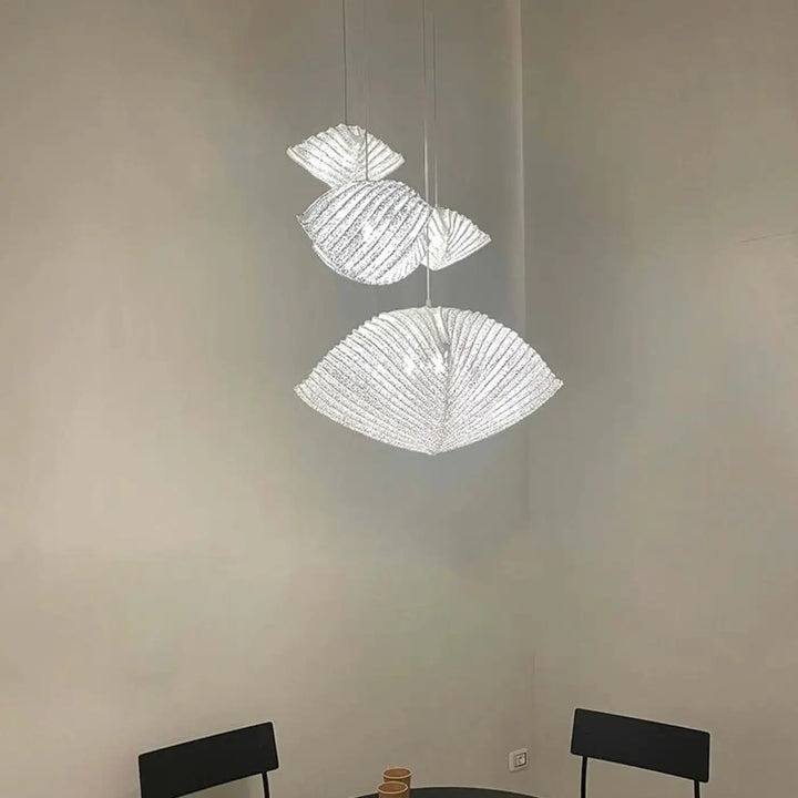 Suspension luminaire design en verre ondulé moderne style nacré