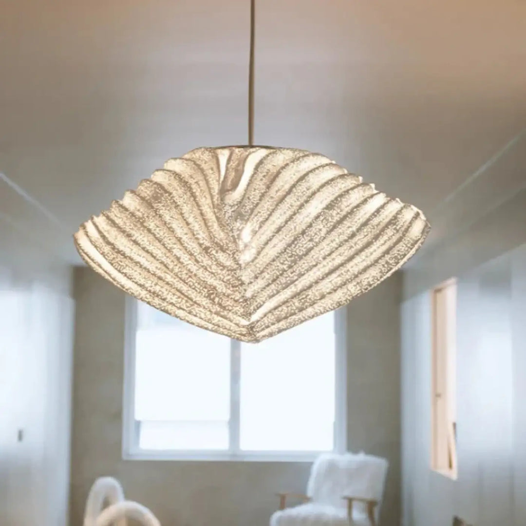 Suspension luminaire design en verre ondulé moderne style nacré